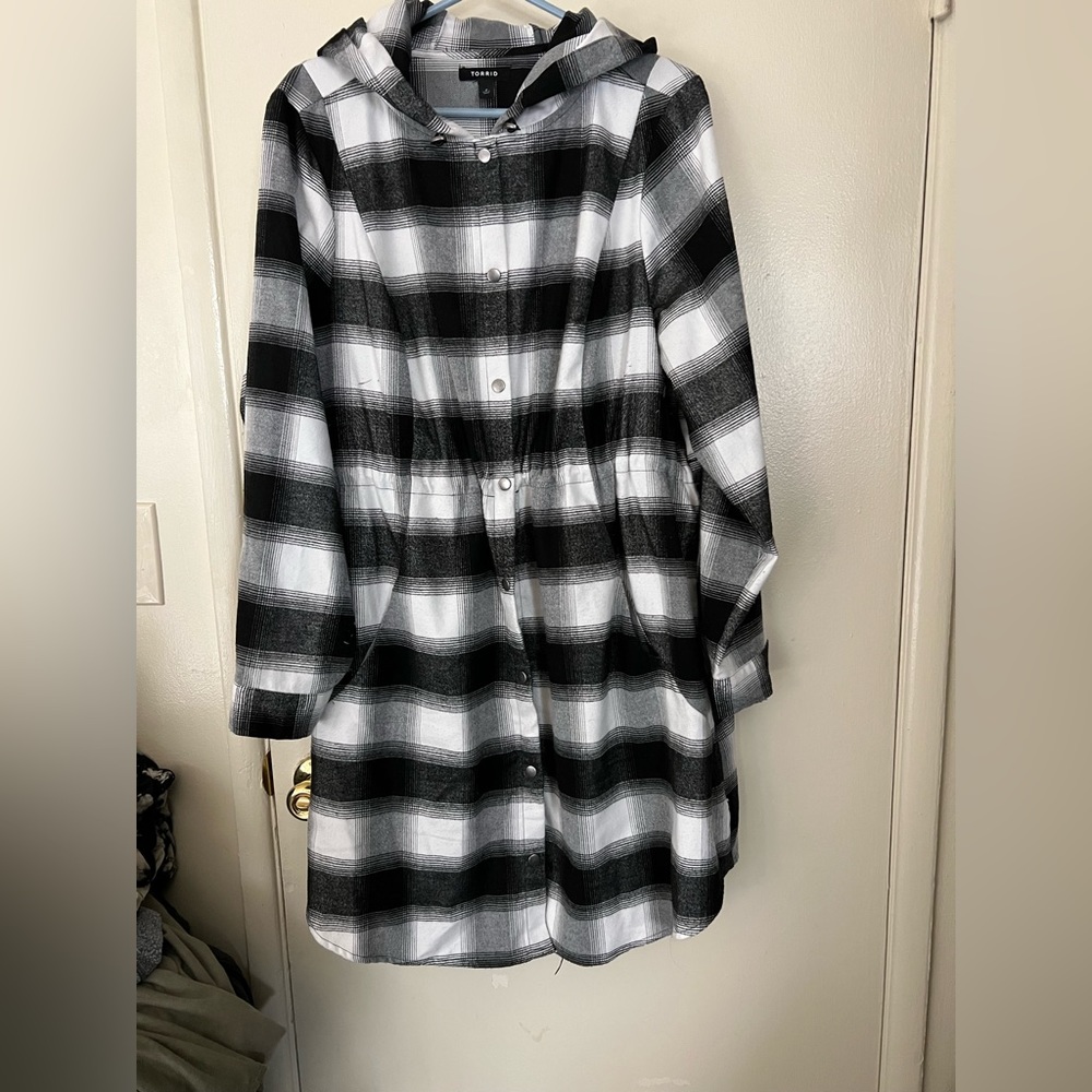 Torrid anorak flannel hoodie trench coat